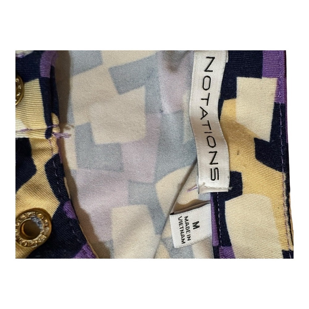 Notations White, Purple & Black Cap Sleeve Blouse with Peter Pan Collar - Picture 5 of 5